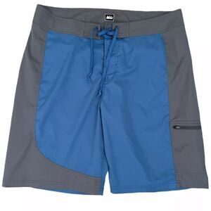 REI Men's Blue/Gray Unlined Cargo Board Swim Shorts Size S